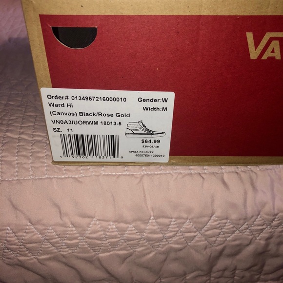 NWT & RARE Hi-Ward Black/RoseGold Vans Size11 - Picture 2 of 7